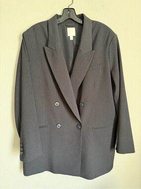H&M Women's Black Double-Breasted Blazer.